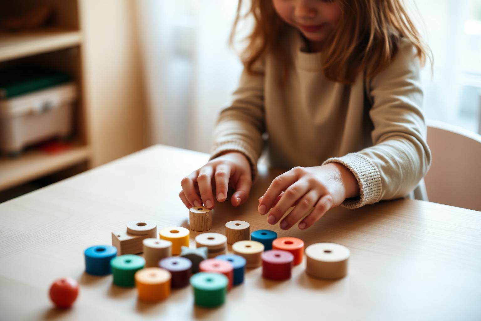 Child learning with Montessori materials